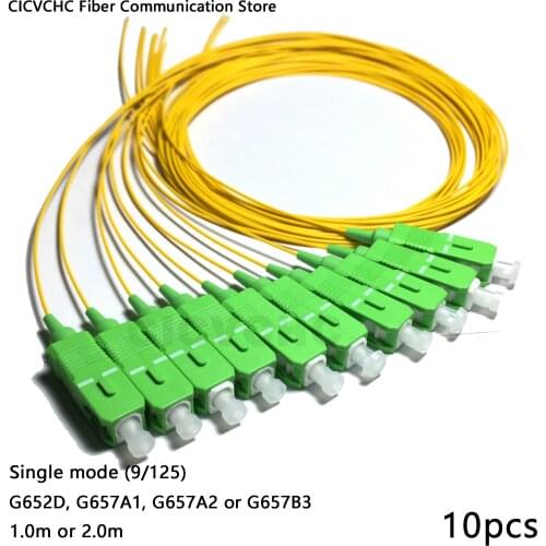 10pcs SC/APC Fiber Pigtail with Single mode (G652D, G657A1, G657A2, G657B3)-0.9mm cable