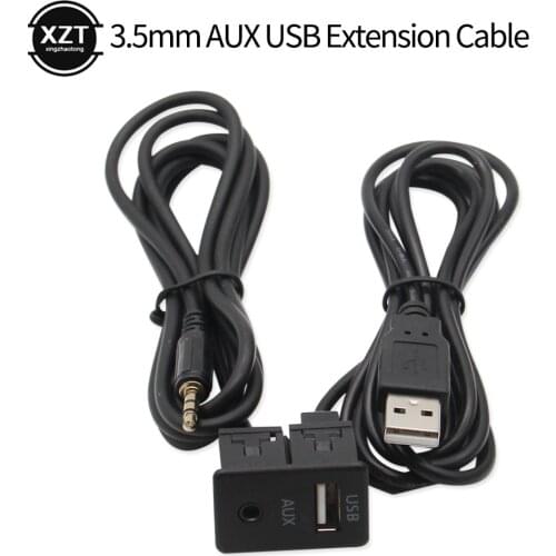 150CM Car Dash Flush Mount USB Port Panel Auto Boat 3.5mm AUX USB Extension Cable Adapter for Volkswagen Toyota