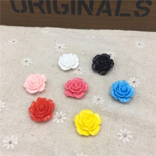 20pcs 20mm Coloured Resin Rose Flowers Flatbacks Cabochons DIY Crafts Phone Decorations Embellishments For Scrapbooking