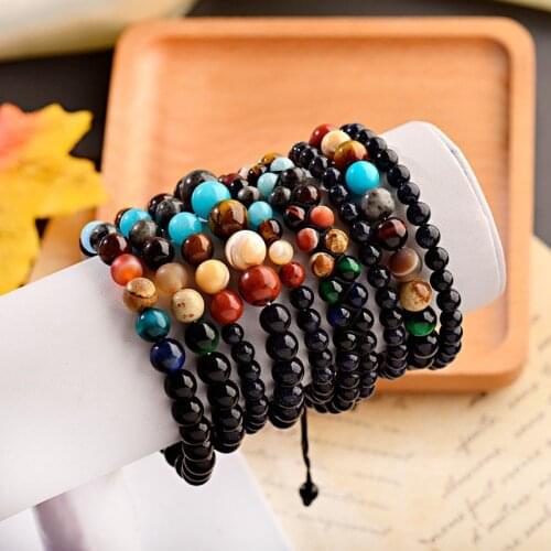 2019 Eight Planets Natural Stone Bead Bracelet For Women Universe Yoga Solar Bracelet Men Jewelry Drop Shipping