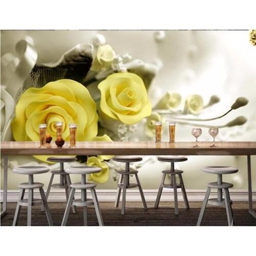 3D wallpaper bedroom background wall paper simple film wall painting covering custom bedroom yellow rose fashion flower