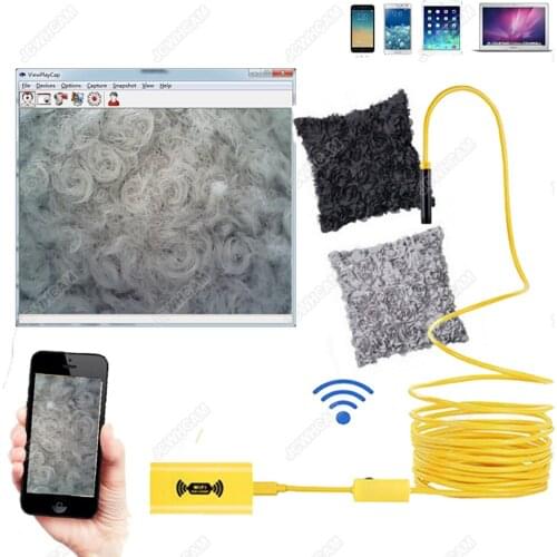8mm 1200P HD WIFI Endoscope Camera Hard Cable 1/2/3.5/5/10M IP68 Waterproof With Adjustable Light Button 8pcs LED Light