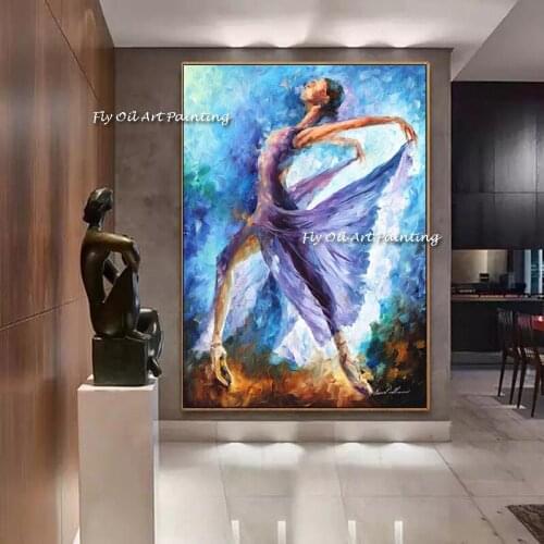 Elegant Figure Art Ballet Dancer Canvas Painting Modern Wall Art Hand-painted Wall Pictures for Living Room Home Decor