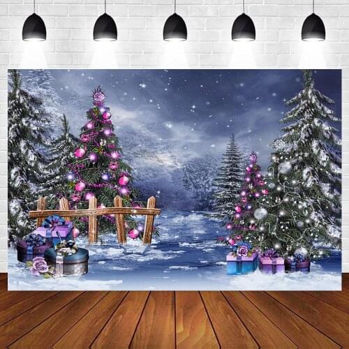 Christmas Backdrop Snowflake Bokeh Winter Snow Purple Gift Christmas Tree Home Decor Christmas Photocall Photo Studio Backdrop