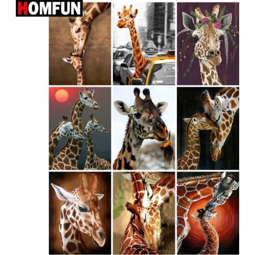 HOMFUN Rhinestone Painting Crystal Decor Diy Diamond Painting "Giraffe animal" 3D Cross Stitch Pattern Diamond Embroidery