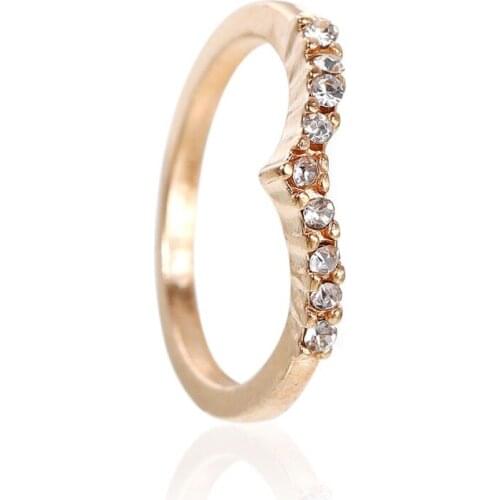 DoreenBeads Charming Jewelry Accessories Lovely V Shaped Shining Crystal Rhinestones Inlaid Woman Ring