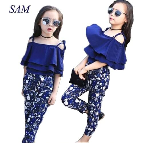 Girls Set Clothes Kids Fashion Top Pant Two Piece Children Summer Suit Girls Boutique Outfits 7 8 9 10 11 12 13 14 Years