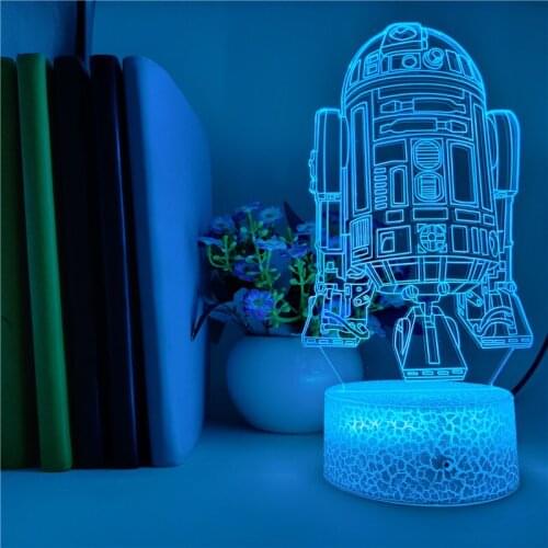Creative 3D Illusion Night Light LED Robot USB 3D Illusion Nightlight Boys Room Table Lamp Kids Birthday Gift Atmosphere Decor