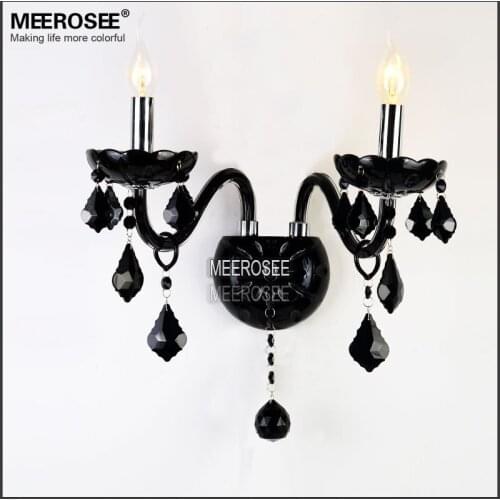 Hot Selling Vintage Crystal Wall lighting fixture Modern Glass wall bracket bra lamp Black crystal wall sconces for Dining room