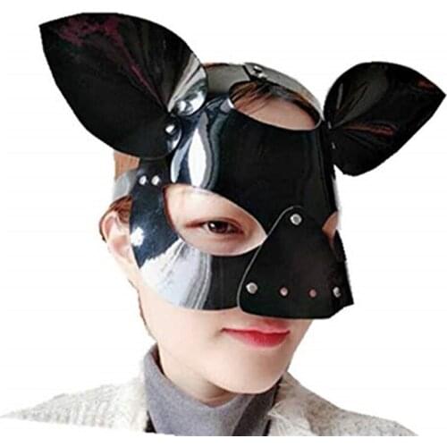Shinging pig mask black hood Masks Costumes Accessory Sexy Fetish Hood for party