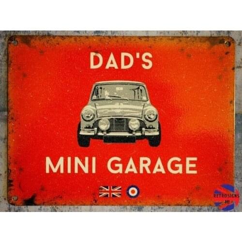 Metal Tin Sign Poster Wall Plaque Austin Mini Cooper s Garage Tin Plate Sign