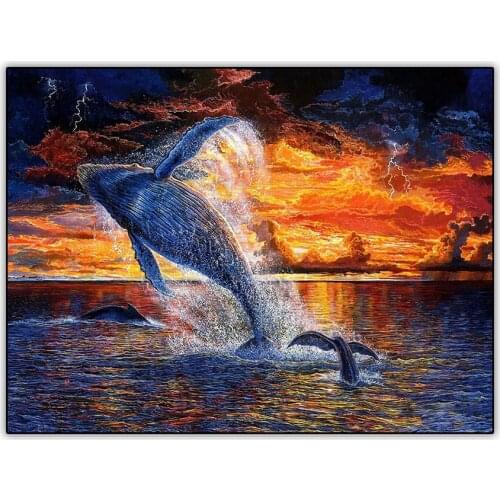 Abstract Seascape 5d DIY Diamond Painting Set Whale Thundercloud Picture Art Full Drill Square Diamond Paint Mosaic Home Decor