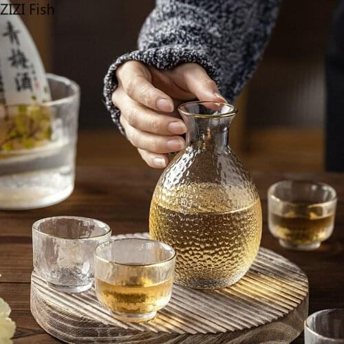 Japanese Sake Set Transparent Glass Wine Glass Warmer Korean Shochu Cup Tequila Kettle Whiskey Cup Home Small Wine Glass Set