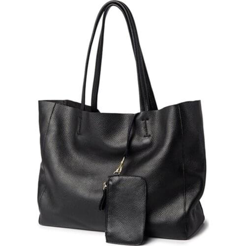Natural Skin Simple Women Shoulder Bags Luxury Brand Designer Genuine Leather Lady Handbags Commuter Bag Large Female Totes Bag