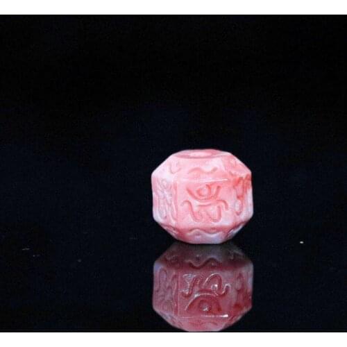 Newly six angle pink artificial coral drum 11*11mm lovely loose beads carving flower fashion diy newly jewelry 5pcs B938