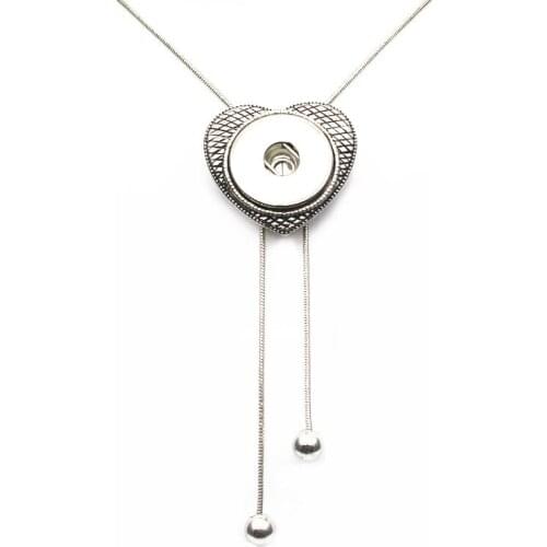 Wholesale 1pcs/lot Heart Crystal Snap Buttons Necklace long Snake Chain 50cm Alloy pendants for women Necklace