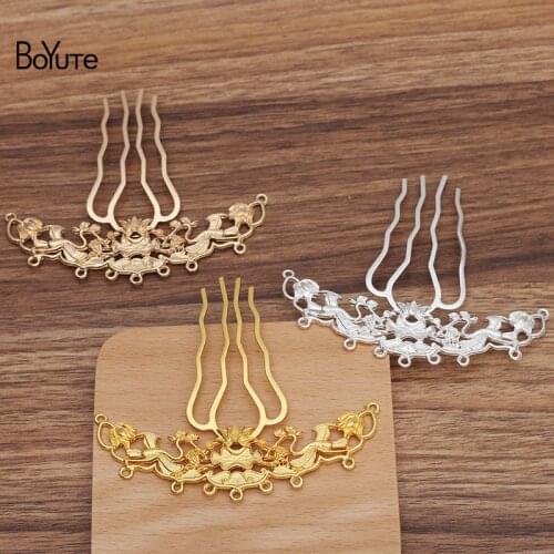 BoYuTe (5 Pieces/Lot) 94*26.5MM Alloy Flower Welding 65*35MM Hair Comb Materials Diy Handmade Jewelry Accessories