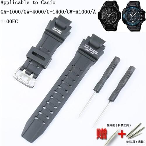 Watch accessories mens silicone strap for Casio resin strap GW-A1100 G-1400 GW-4000 GA-1000 pin buckle Ms rubber sports strap