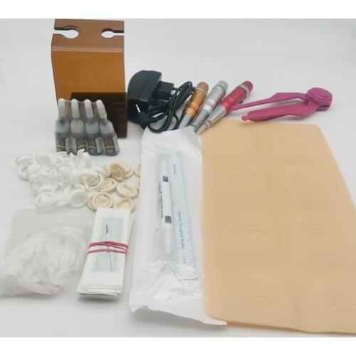 Permanent Makeup Pen 3Colors For Choice Tattoo Eyebrow Lips Cosmetic Machine Kit Needles Tips ink permanent makeup kit Supply