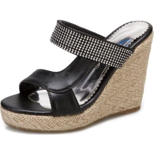 Leather Gladiator Sandals Fashion Summer Wedges Women Open Toe Ladies Platform Slippers High Heels Shoes Plus Size 34-50 33-5