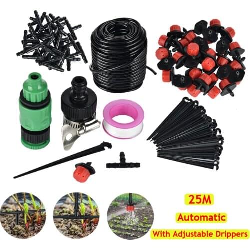 Automatic Micro Drip Irrigation System Kits 25 m Hose Garden Drippers Set With Water Timer Drip Irrigation System