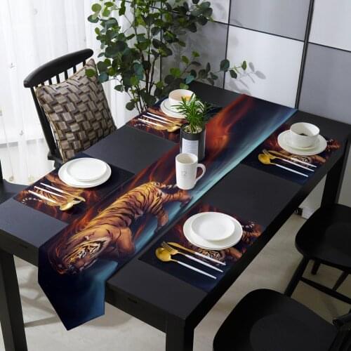 Tiger Animal Table Runner Table Mats Cover For Home Wedding Banquet Festival Party Catering Hotel Table Decoration