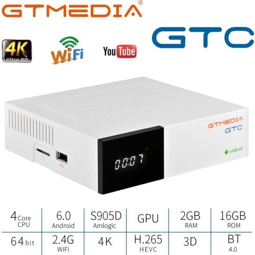 GTMEDIA TV BOX GTC Android 6.0 DVB-S2/T2/C Sat Receiver Youtube Set-Top Box Remote Control Smart 4K 3D WIF&BT Media Player