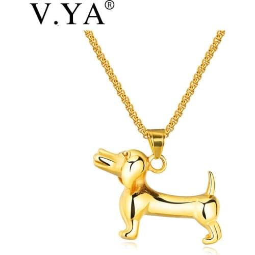 V.Ya Unisex 12 Zodiacs Lovely Dog Pendant Necklaces For Women Men Gold Sliver Black Color Christian Blessing Gift Drop Shipping