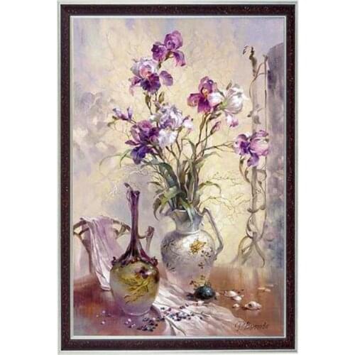 Two Vases Flowers Needlework,Bricolage Cross stitch,Embroidery kits Decor 14CT Canvas Patterns Cross-Stitching,DIY Handmade