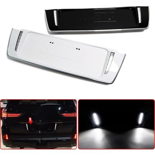 Car Rear Trunk Tailgate License Frame Plate LED Lamp Braking Light Cover Trim For Lexus LX 570 LX570 2016 - 2020 Accessories