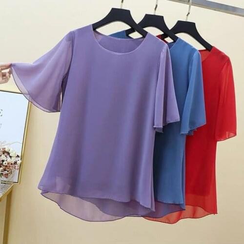 10 Colors Fashion Women Chiffon Blouses plus size M-5XL 8XL Summer Top Butterfly sleeve Shirt Casual Tops blusas mujer de moda