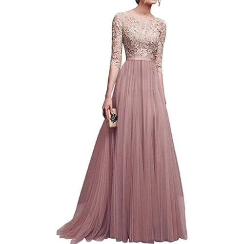 Woman Dress 2021 Elegant Lace Applique Wedding Bridesmaid Formal Long Party Dress Casual Plus Size Slim Chiffon Ball Gown Dress