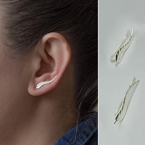 Women Punk Alloy Ear Cuffs Leaf Shape Ear Stud Earrings Fashion Accessories