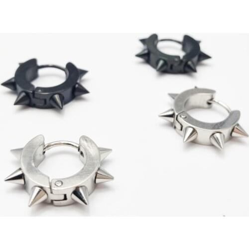 Punk Rivet C Shape Metal Hoop Earrings For Women Girl Hip Hop Cool Vintage Geometric Earrings Gifts Party Trendy Jewelry 2020