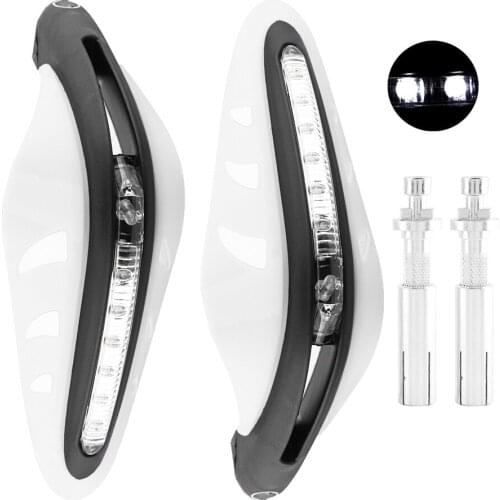 1Pair Motorcycle Handlebar Hand Guard Windshield Protector Cover with LED Daylight(White)