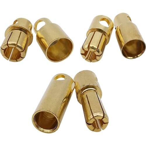2Pair 5mm 6mm 8mm Gold-Plated Bullet Banana Connector Plugs for RC Model Battery ESC