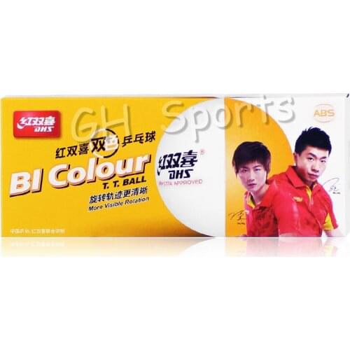 20 Balls DHS BI Colour Table Tennis Balls (Double Color, Seamed ABS 40+ Balls) Plastic Poly Ping Pong Balls