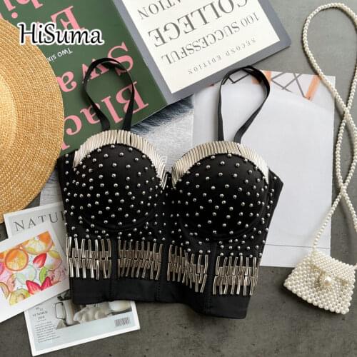 2021 summer womens V-neck strap rivet camisole Tube top bra one piece belt pad Performance Corset female underwear