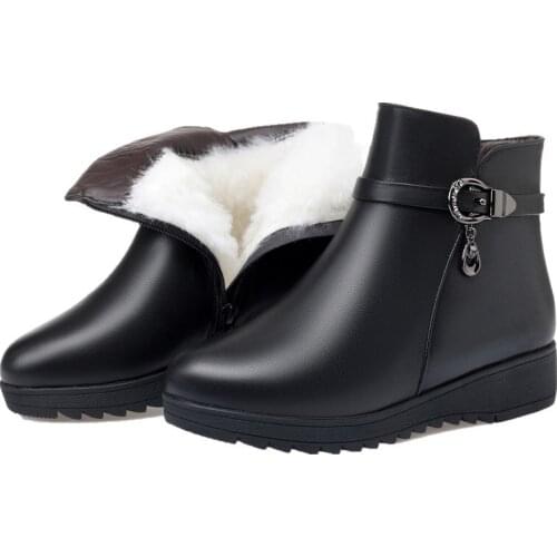 New Fashion Winter Shoes Woman Warm Plush and Wool Ankle Boots Flat Non-slip Wedges Warm Winter Boots Women Snow Boots Plus Size