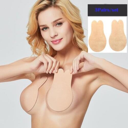 3Pairs/set Self Adhesive Bra Pads Kawaii Rabbit Bra Pads for Women Push Up Bras Reusable Sticky Breast Lift Up Invisible Bra Pad