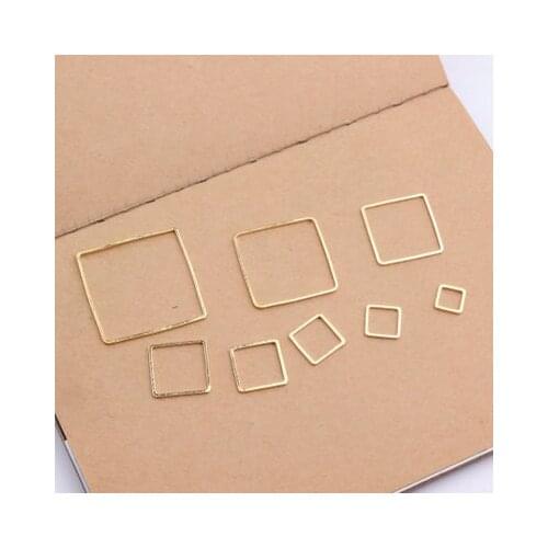 30/20/10pcs Hollow Gold square charms copper diy minimalist geometric Earrings Pendant 8MM 10MM 12MM 14MM 16MM 20MM 25MM 30MM