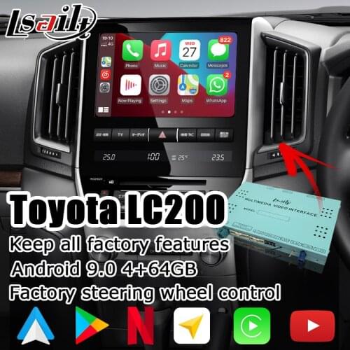 4+64 Pin to pin Android / carplay interface box for Toyota Land Cruiser LC200 GX-R GXR VX-R VXR 14-20 video interface