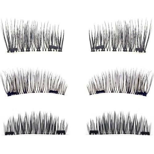 4pcs 3D Natural Thick False Fake Eyelashes Eye Lashes Makeup Extension Natural Faux Mink Lashes Magnetic Eyelashes