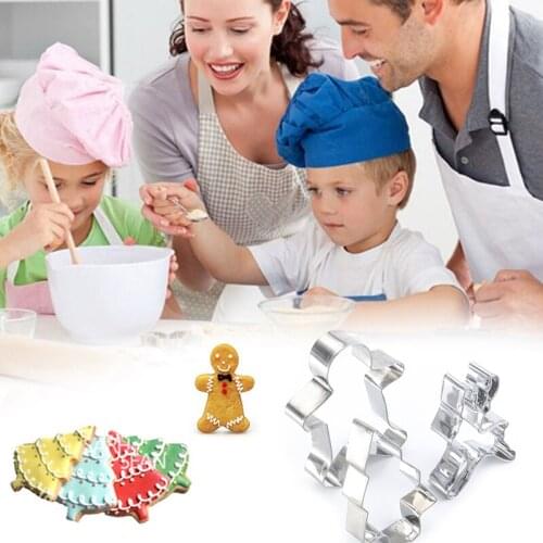 4pcs/set Christmas Cookie Cutter Cake Tools Stainless Steel Cake Mold Baking Decorating Tools Bakeware Baking Knife For Kitchen