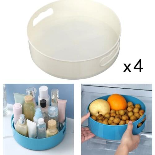 4PCS Non-Slip Rotating Seasoning Bottles Storage Tray Table Top Bathroom Cosmetic Makeup Holder Organizer Container