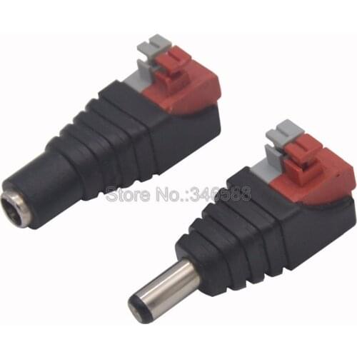 5pcs/lot DC Connector for LED Strip Clip Spring Screwless DC Connector 5.5*2.1mm Male Female DC Connector Adapter