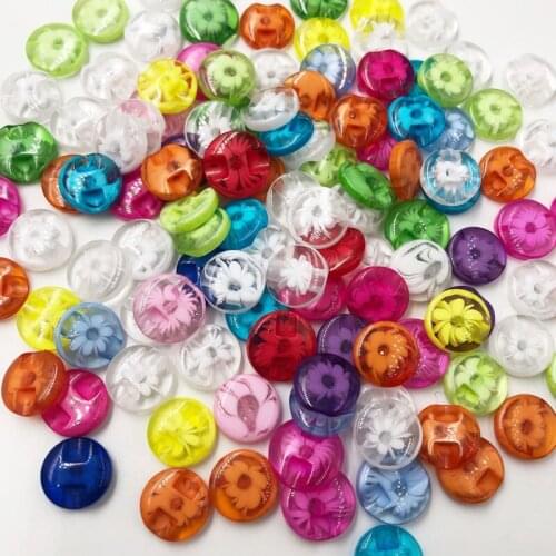 50pcs 14mm Mix Cats Eye flowers Child Buttons Plastic Buttons Sewing Accessories PT11