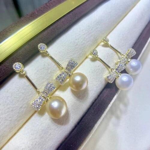 925 Silver Bow Earrings Mountings Base Setting Finding Jewelry Parts Fittings Womens Accessories for Pearls Agate Coral Beads