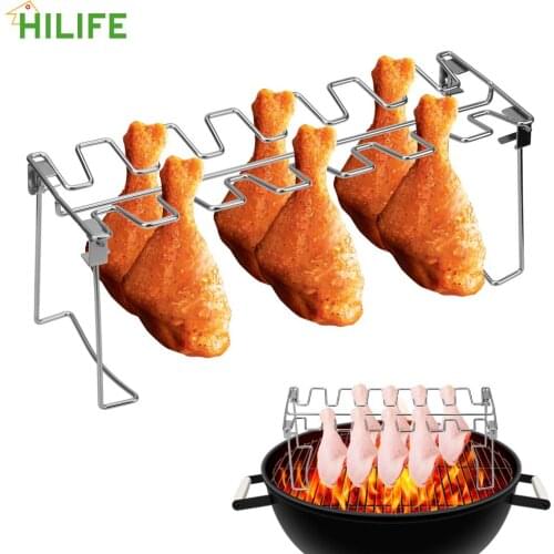 Barbecue Rib Stainless Steel Non-Stick Chicken Wing Leg Rack Roast Rack Grilling BBQ Folded Roast Chicken Leg Rack
