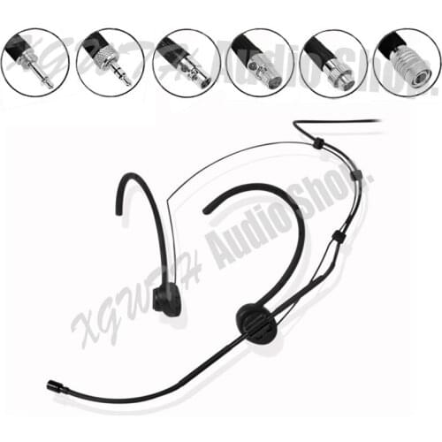 Black Dual Hook Head Headset Microphone For Sennheiser G1 G2 G3 G4 Wireless Condenser 3.5mm 1/8" Screw Lock Stereo Mic